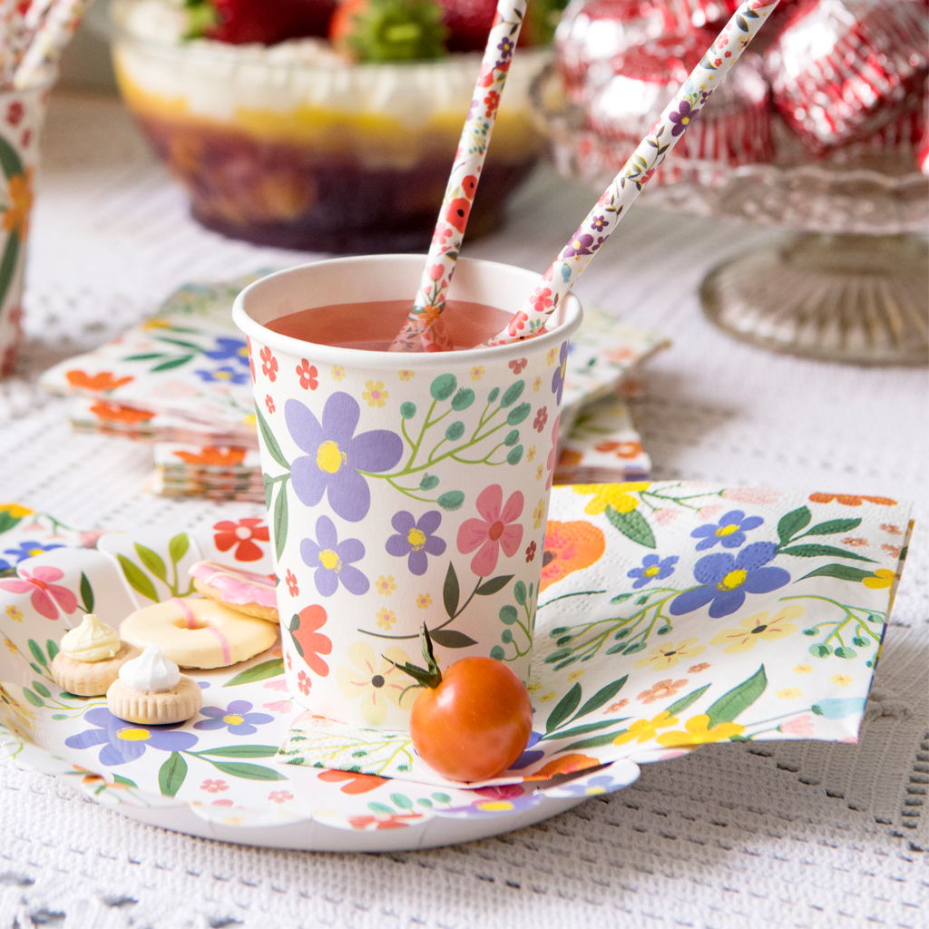 Set Of 8 Summer Meadow Tea Party Paper Cups Rex London